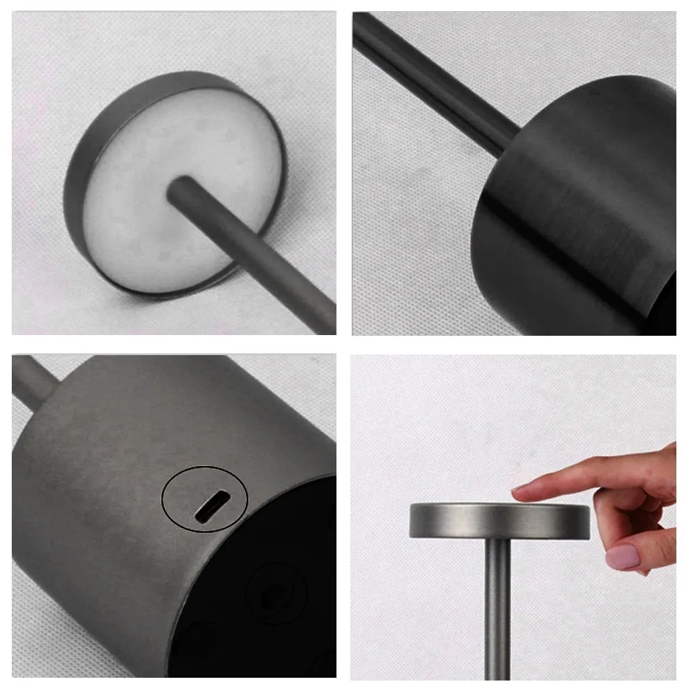 Luminária de mesa LED com sensor de toque simples, recarregável,para cabeceira, luz ambiente criativa, decoração de bar. - Image 5